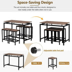 Ensemble table de bar et tabourets compacts 5 pièces moderne