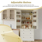 Garde-manger de cuisine de ferme de 195 cm, Armoire de rangement haute autonome