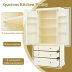 Garde-manger de cuisine de ferme de 195 cm, Armoire de rangement haute autonome
